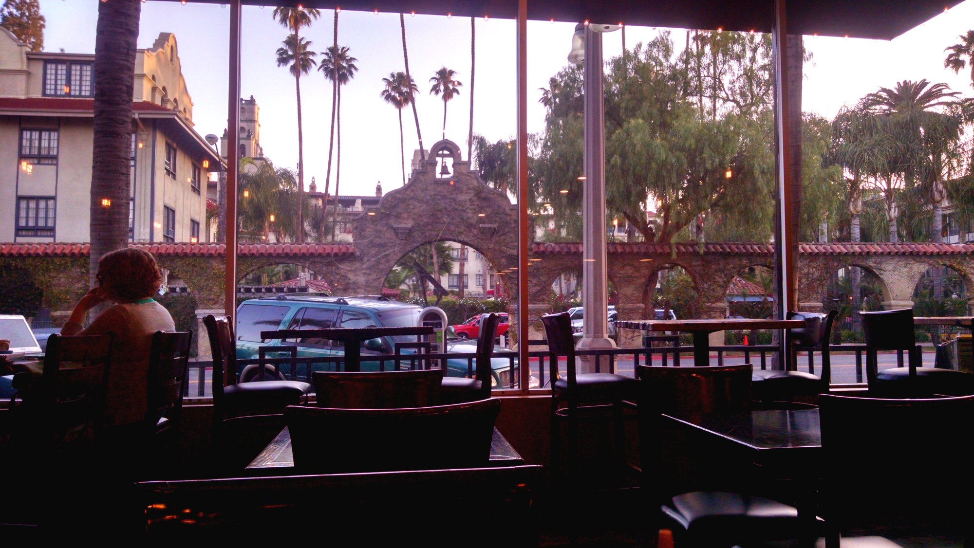 Mission Inn Hotel view from Molino's coffee in Riverside, CA